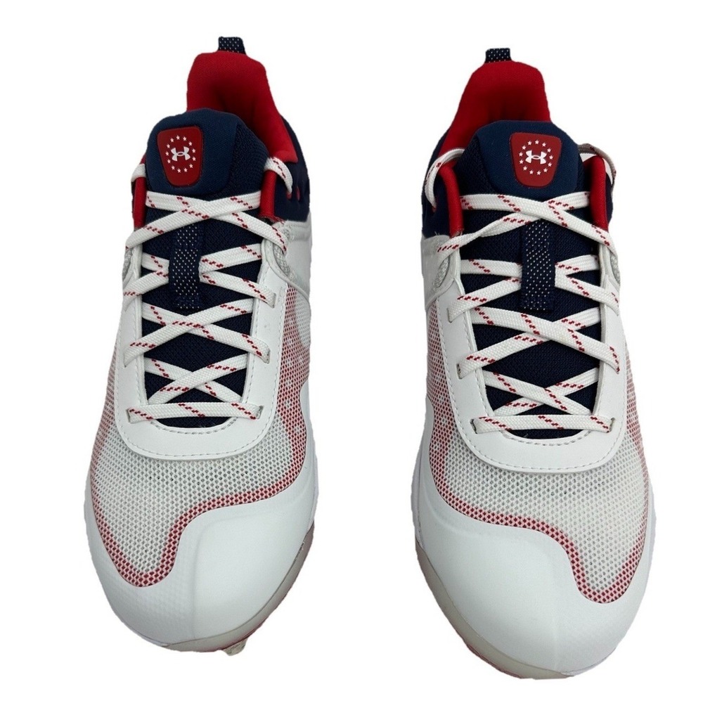 Under Armour Women's Glyde USA Metal Fastpitch Softball Cleats Wht/Royal Size 8